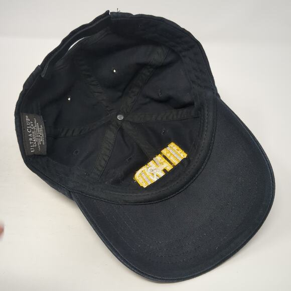 UH&D Strapback Baseball Cap Black One Size Embroidered Classic Cut Ultra Club - Picture 7 of 9